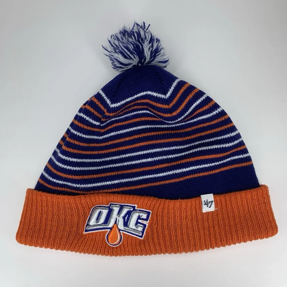 OKC Oklahoma City Barons Knit Beanie OSFM YOUTH Pom '47 AHL Hockey Hat Cap